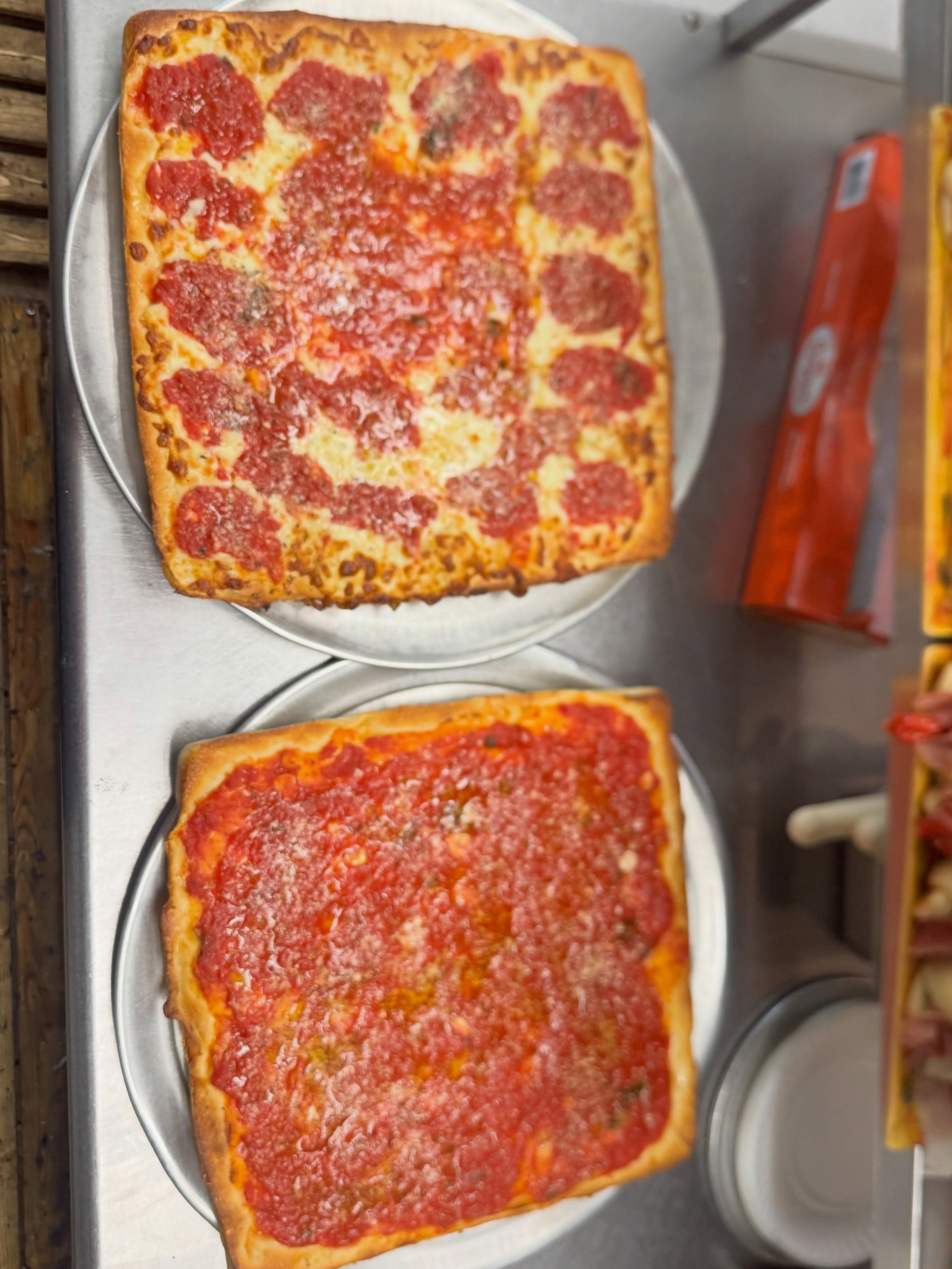 Sicilian pies fresh out of the oven at Carlo's